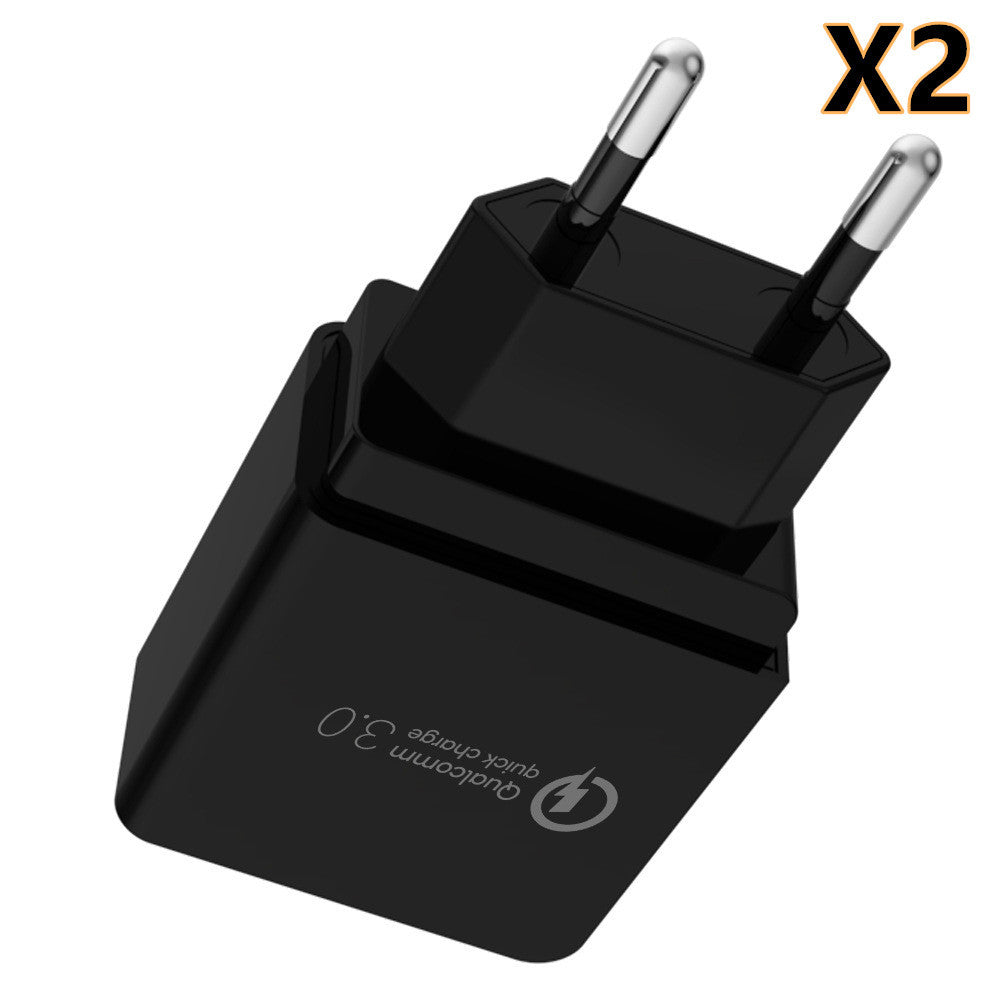 KTX-658515 QC3.0 Fast Charger with Fireproof PC Material, Dual Output: 5V 2.4A, Available in Bright Black and Bright White