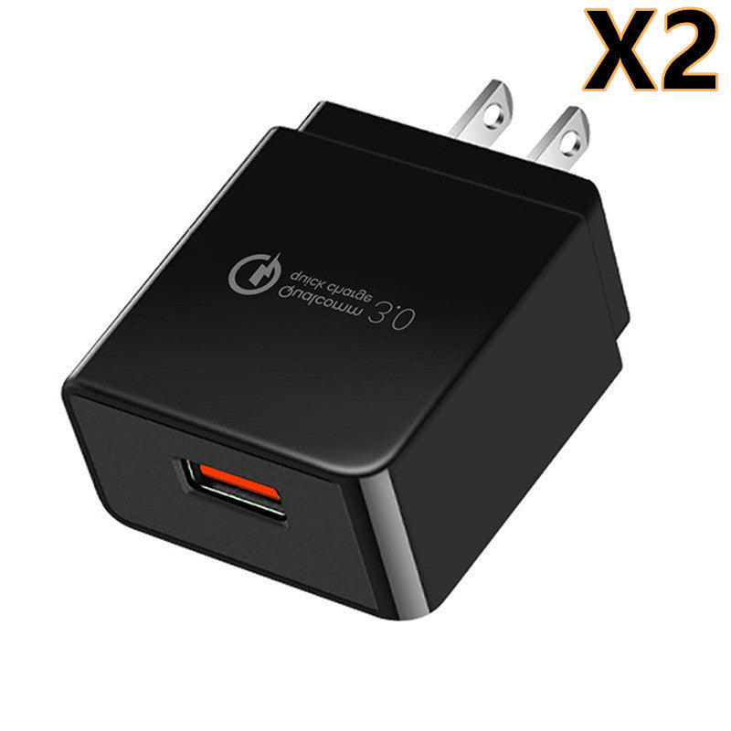 KTX-658515 QC3.0 Fast Charger with Fireproof PC Material, Dual Output: 5V 2.4A, Available in Bright Black and Bright White