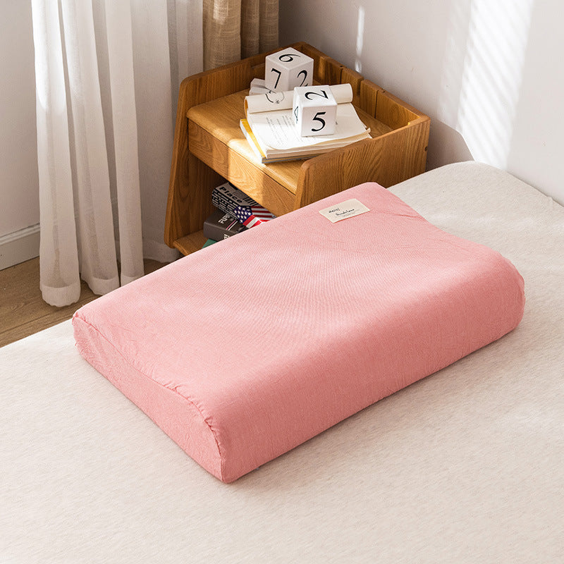 KTX-658771 Washed Cotton Latex Pillowcase in Elegant Designs, Skin-Friendly and Soft