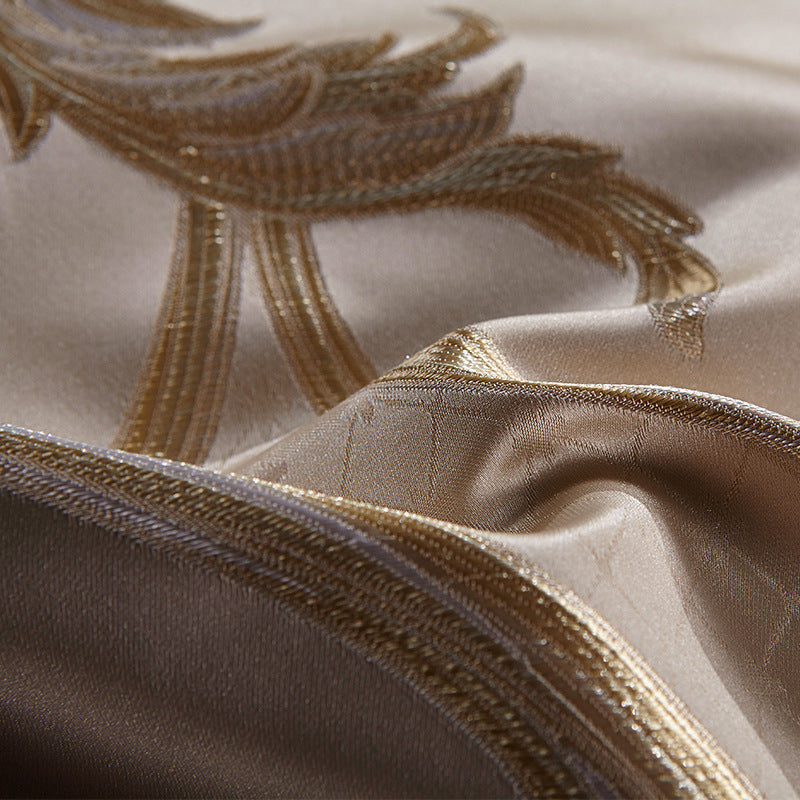 KTX-659091 Four-Piece Long Staple Cotton Bedding Set with Jacquard Embroidery - Available in Multiple Sizes