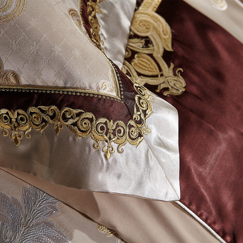 KTX-659091 Four-Piece Long Staple Cotton Bedding Set with Jacquard Embroidery - Available in Multiple Sizes