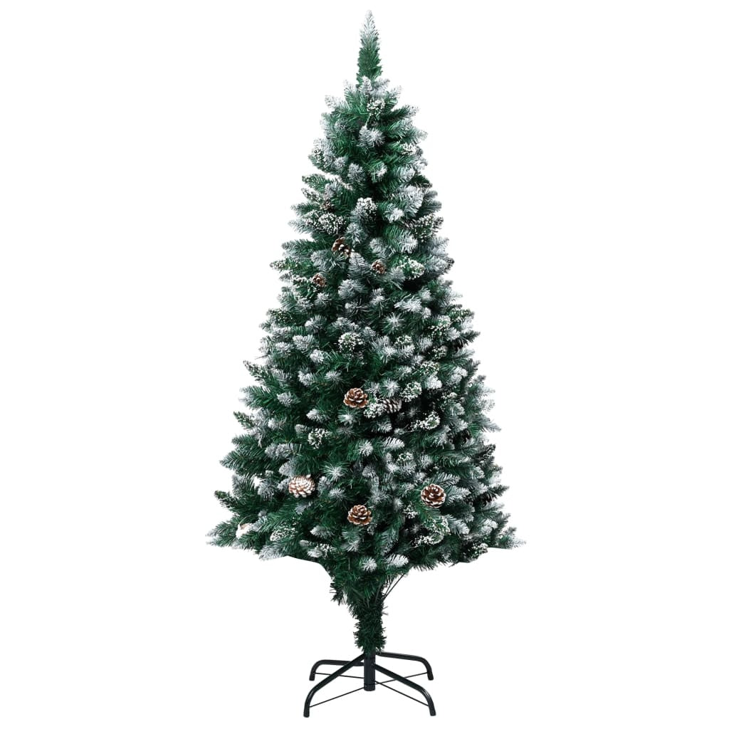 KTX-659411 150 cm Artificial Christmas Tree with Snow-Covered Branches and Metal Stand