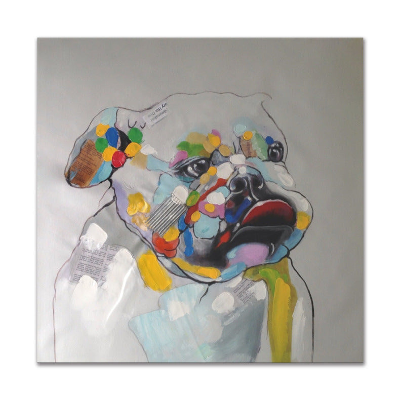 KTX-659539 Kawaii Pug Dog Animal Canvas Painting - Adorable Pet Art for Home Decor