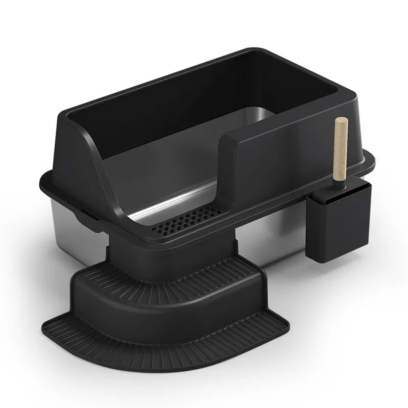 KTX-661203 Stainless Steel Cat Litter Box with 20L Capacity and Anti-Splash Design