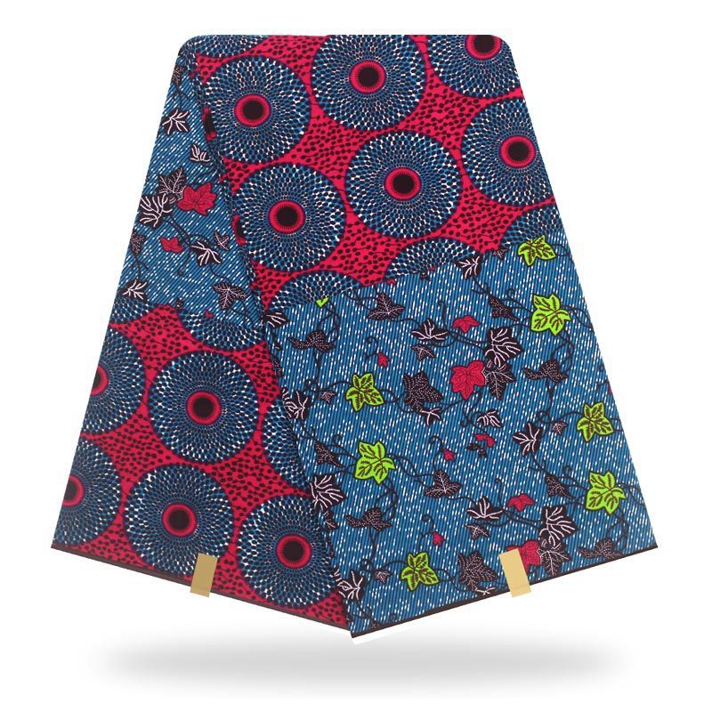 KTX-661587 African Cotton Batik Cloth - 6 Yards, 100% Cotton, Plant Print, Versatile for Apparel and Home Décor