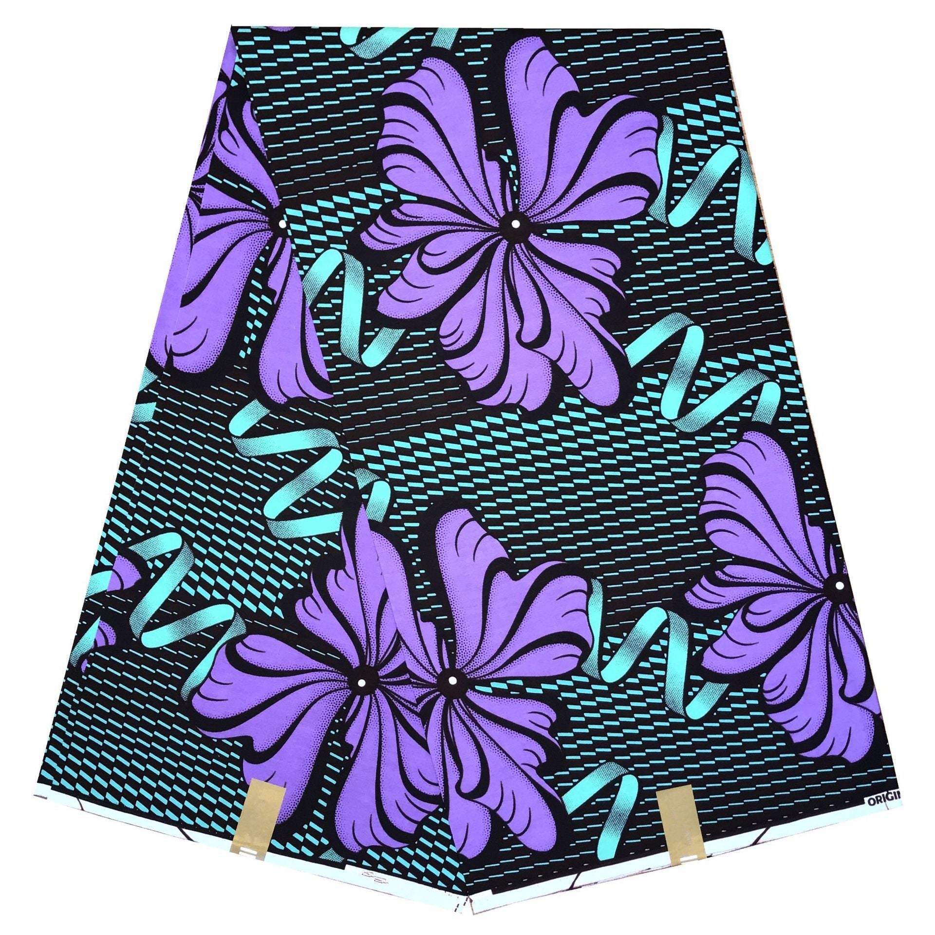 KTX-661587 African Cotton Batik Cloth - 6 Yards, 100% Cotton, Plant Print, Versatile for Apparel and Home Décor