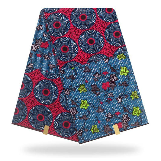 KTX-661587 African Cotton Batik Cloth - 6 Yards, 100% Cotton, Plant Print, Versatile for Apparel and Home Décor