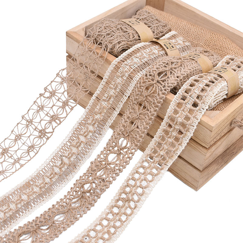 KTX-662739 Decorative Hemp Rope with Lace Trim for DIY and Craft Projects