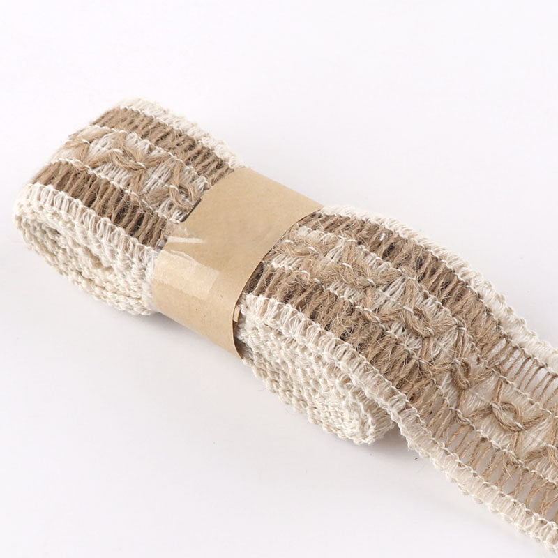 KTX-662739 Decorative Hemp Rope with Lace Trim for DIY and Craft Projects