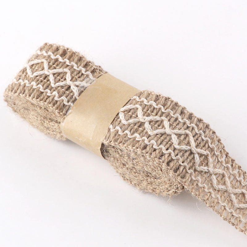 KTX-662739 Decorative Hemp Rope with Lace Trim for DIY and Craft Projects