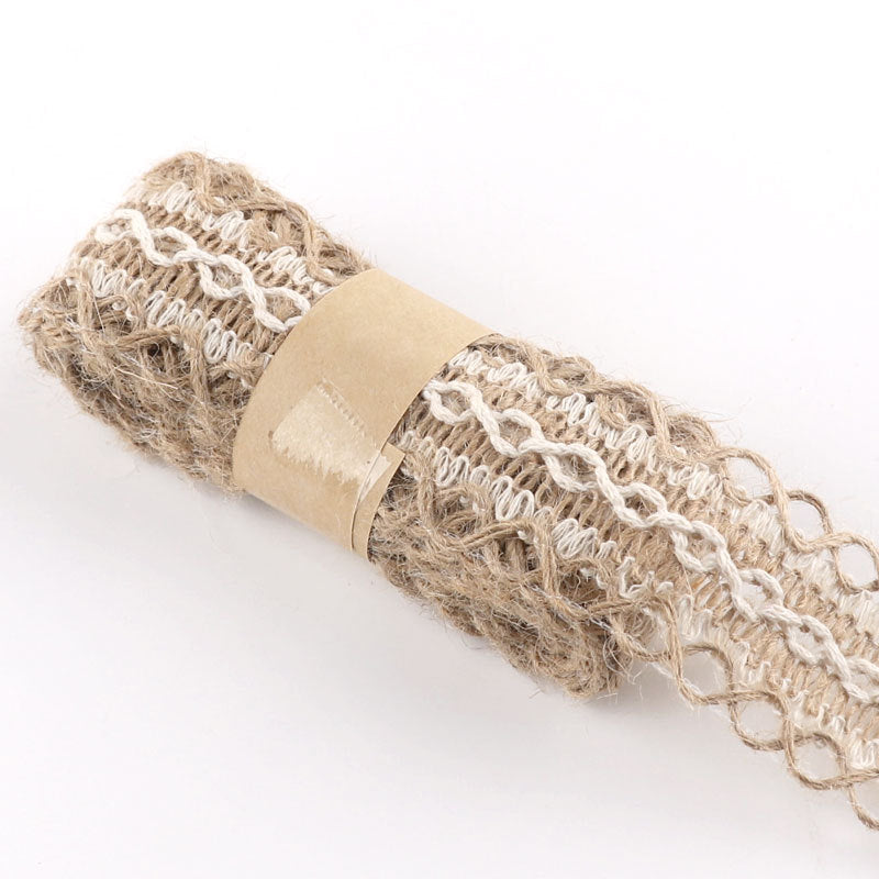 KTX-662739 Decorative Hemp Rope with Lace Trim for DIY and Craft Projects