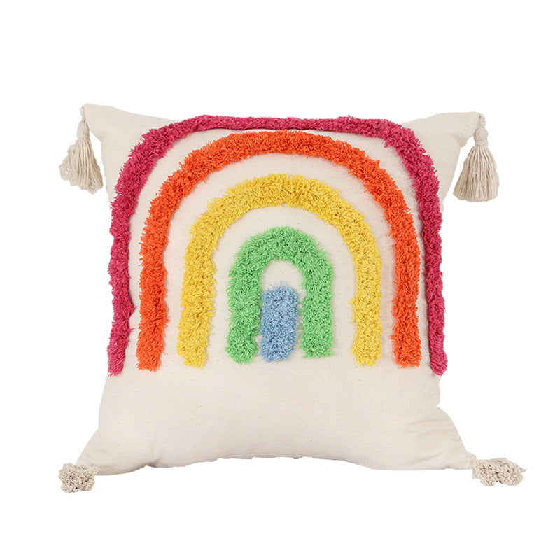 KTX-662867 Light Luxury Tufted Cushion Pillow Cover in Geometric Rainbow Patterns