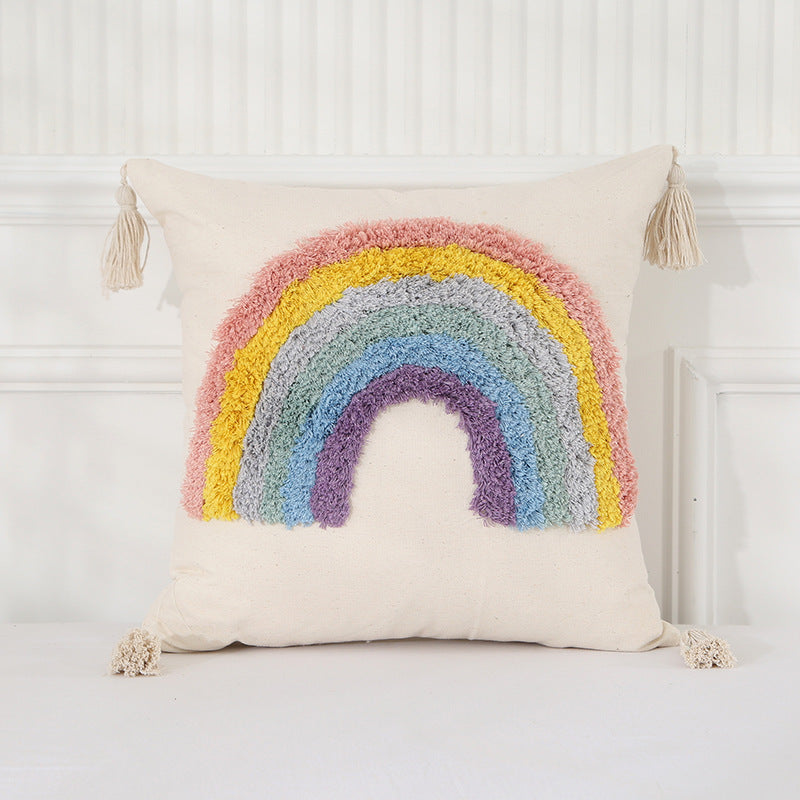 KTX-662867 Light Luxury Tufted Cushion Pillow Cover in Geometric Rainbow Patterns