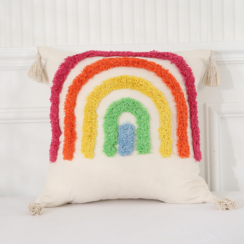 KTX-662867 Light Luxury Tufted Cushion Pillow Cover in Geometric Rainbow Patterns