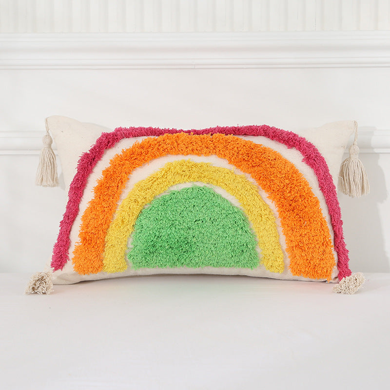 KTX-662867 Light Luxury Tufted Cushion Pillow Cover in Geometric Rainbow Patterns