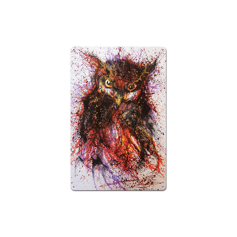 KTX-662995 Animal-Themed Retro Tin Wall Art for Cafe and Commercial Spaces - 20x30 cm