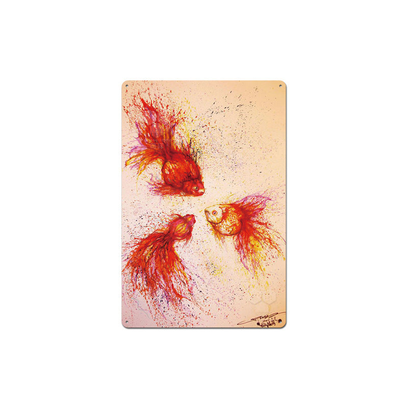 KTX-662995 Animal-Themed Retro Tin Wall Art for Cafe and Commercial Spaces - 20x30 cm