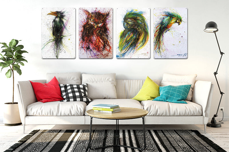 KTX-662995 Animal-Themed Retro Tin Wall Art for Cafe and Commercial Spaces - 20x30 cm