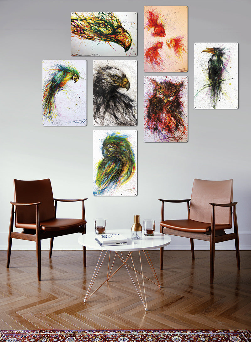 KTX-662995 Animal-Themed Retro Tin Wall Art for Cafe and Commercial Spaces - 20x30 cm