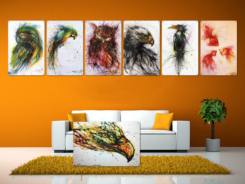 KTX-662995 Animal-Themed Retro Tin Wall Art for Cafe and Commercial Spaces - 20x30 cm