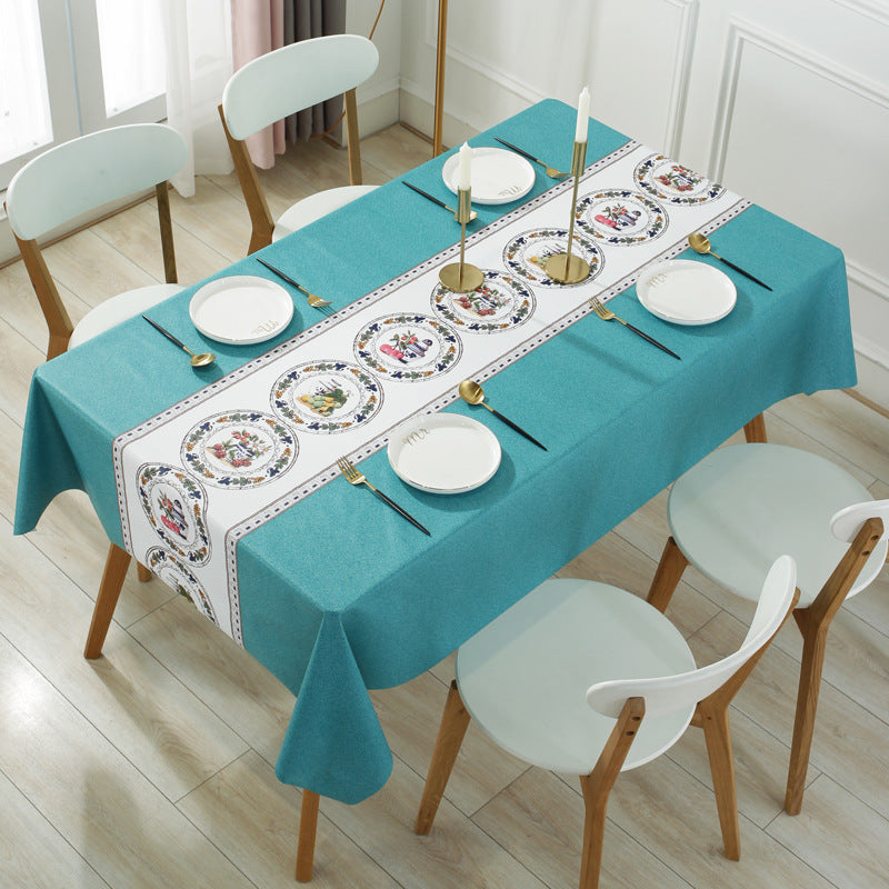 KTX-663059 Waterproof PVC Tablecloth - Oil-Proof, Anti-Scald, Rectangular Dining Table Cover