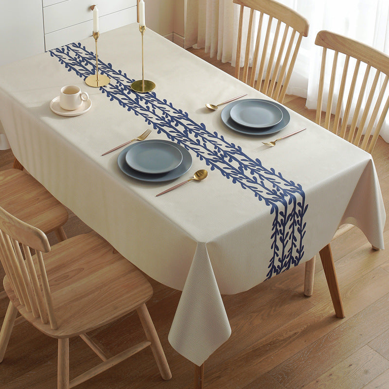 KTX-663059 Waterproof PVC Tablecloth - Oil-Proof, Anti-Scald, Rectangular Dining Table Cover