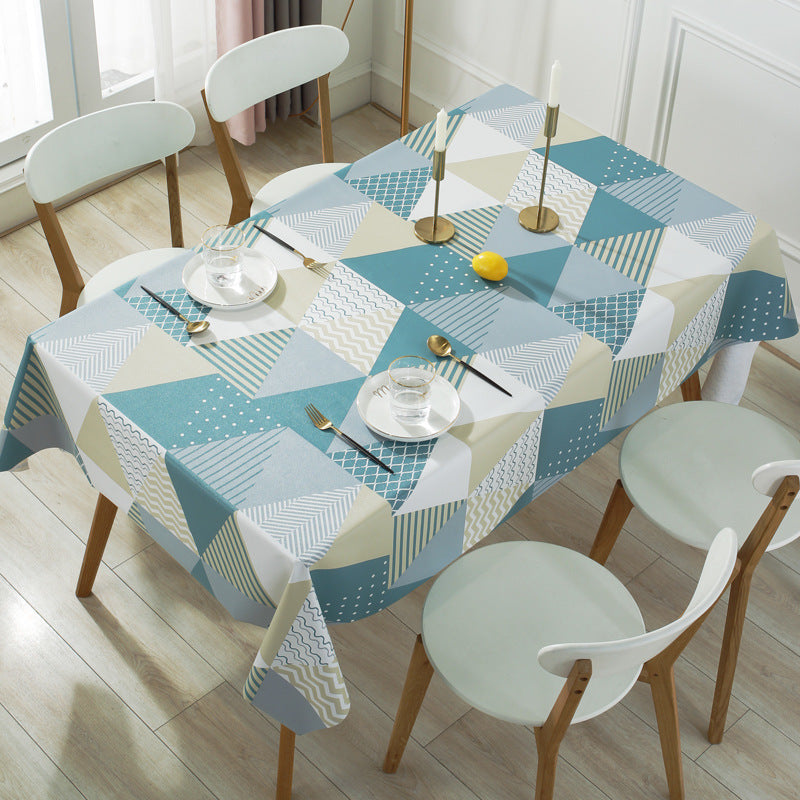 KTX-663059 Waterproof PVC Tablecloth - Oil-Proof, Anti-Scald, Rectangular Dining Table Cover
