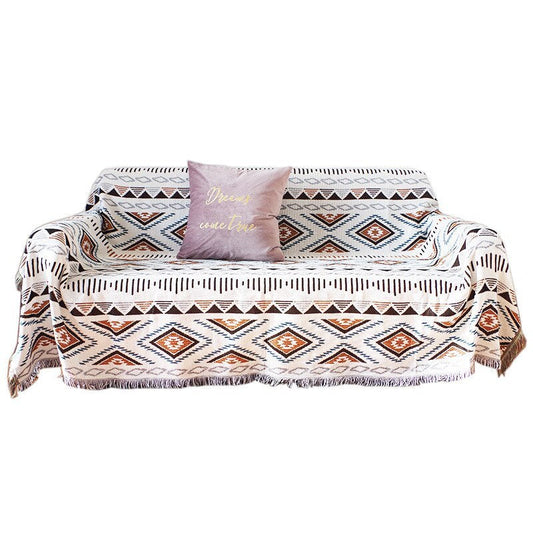 KTX-663379 Geometric Pattern Double-Sided Sofa Blanket Cover for Home Décor