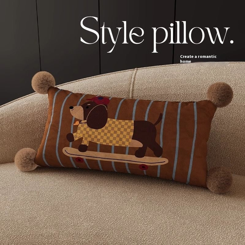 KTX-664019 Cute Cartoon Puppy Print Pillow - Modern 45x45cm, 50x50cm, 60x60cm Sizes Available