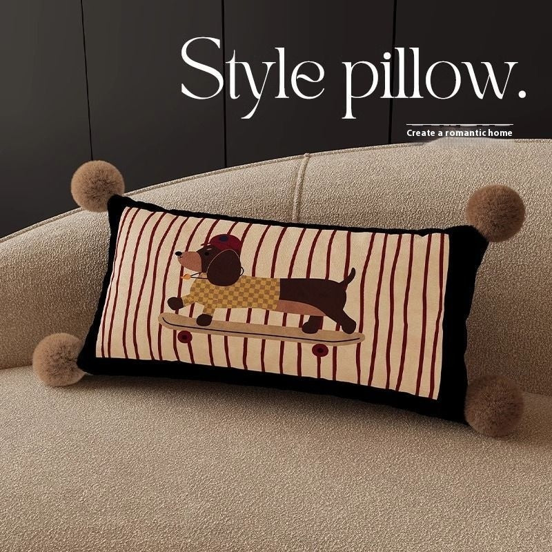 KTX-664019 Cute Cartoon Puppy Print Pillow - Modern 45x45cm, 50x50cm, 60x60cm Sizes Available
