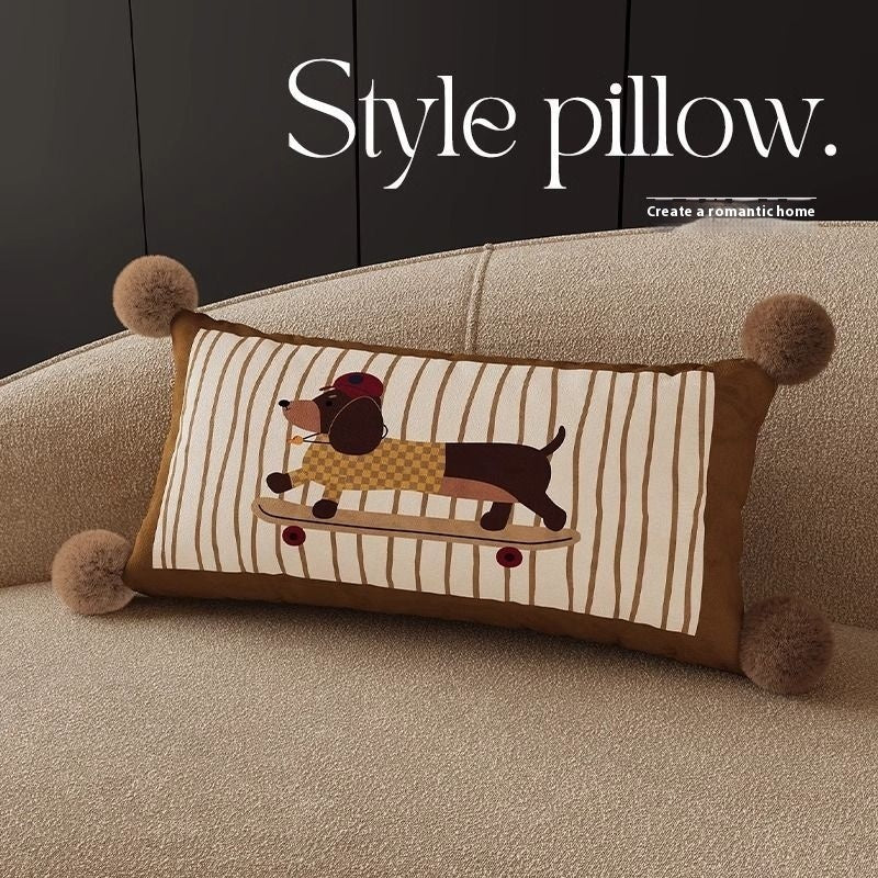 KTX-664019 Cute Cartoon Puppy Print Pillow - Modern 45x45cm, 50x50cm, 60x60cm Sizes Available