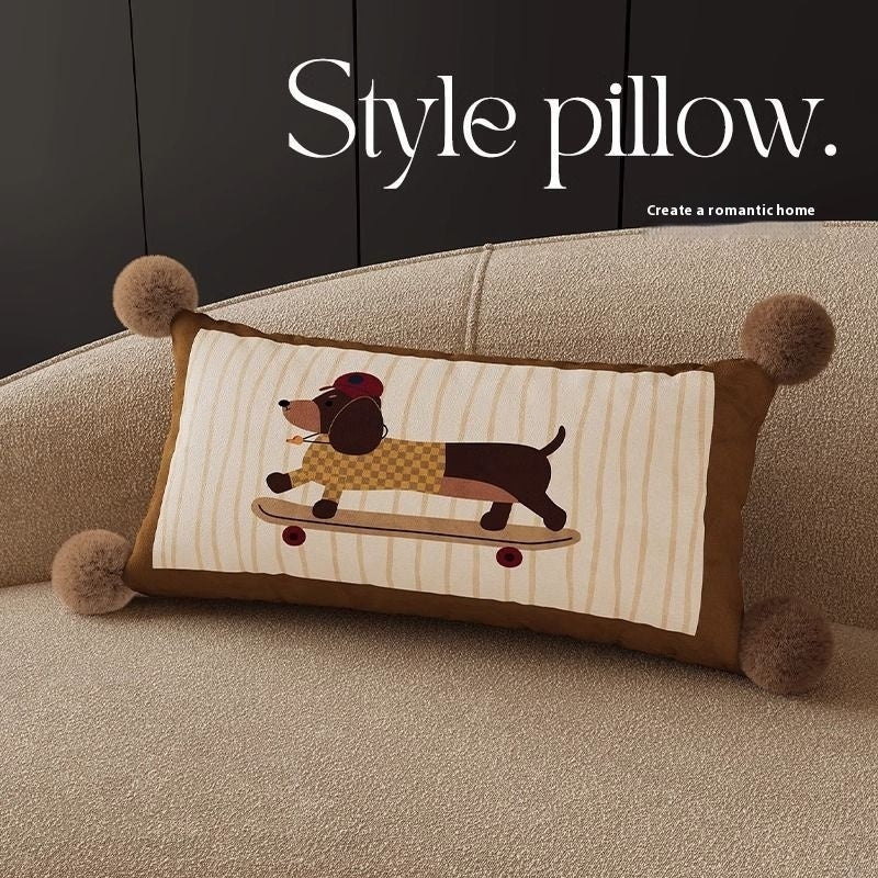 KTX-664019 Cute Cartoon Puppy Print Pillow - Modern 45x45cm, 50x50cm, 60x60cm Sizes Available