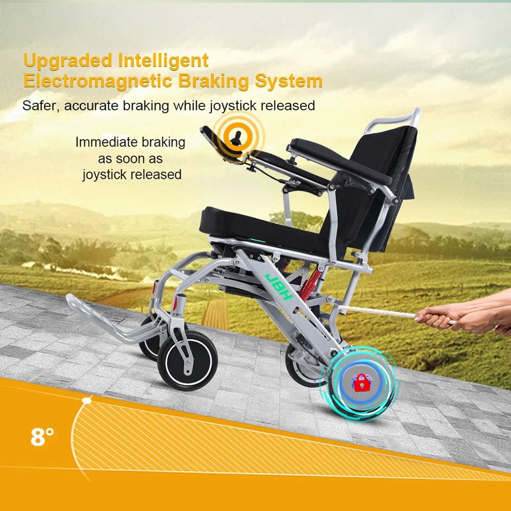 KTX-664083 Lightweight Portable Wheelchair with Aluminum Alloy Frame, Folding Design, 120 kg Load Capacity, 20 km Range, Silver Finish