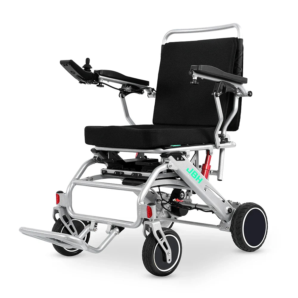 KTX-664083 Lightweight Portable Wheelchair with Aluminum Alloy Frame, Folding Design, 120 kg Load Capacity, 20 km Range, Silver Finish