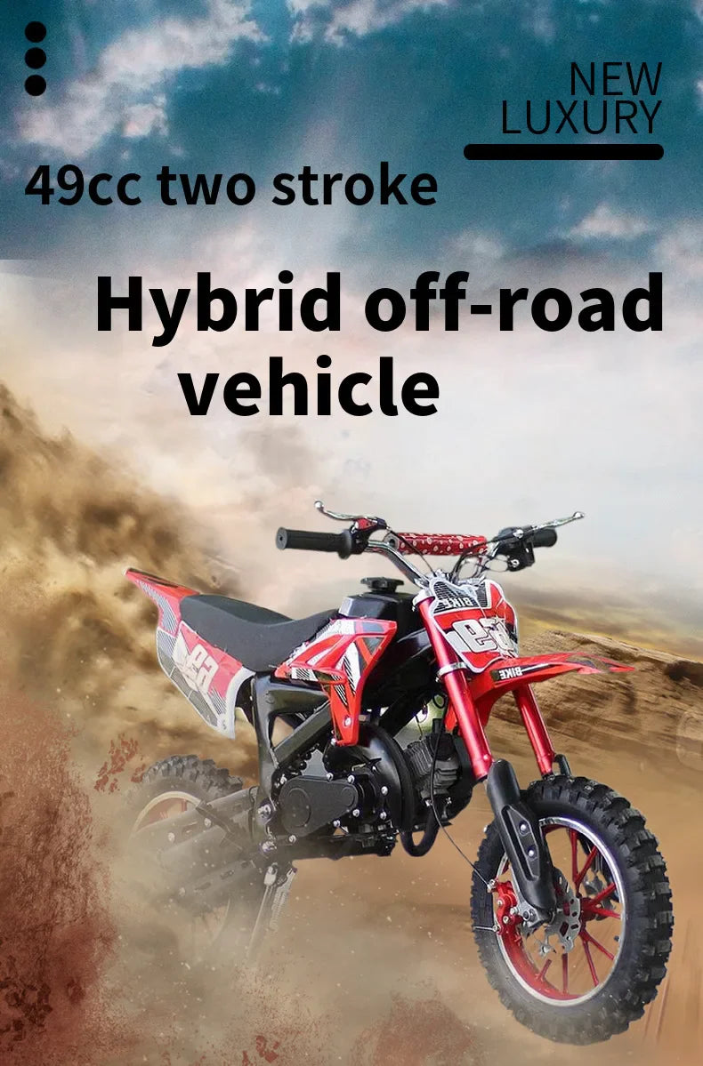 KTX-664787 Kids 49cc 2-Stroke Dirt Bike for Off-Road Adventures with Manual Ignition and Disc Brakes