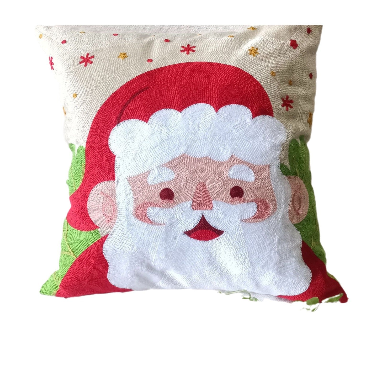KTX-665171 Santa Claus Cartoon Embroidery Pillow Cover - 45x45cm, Soft PP Cotton, Holiday Decoration