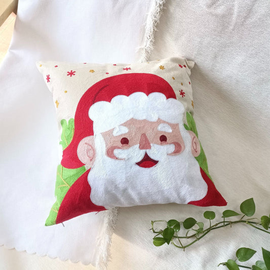 KTX-665171 Santa Claus Cartoon Embroidery Pillow Cover - 45x45cm, Soft PP Cotton, Holiday Decoration