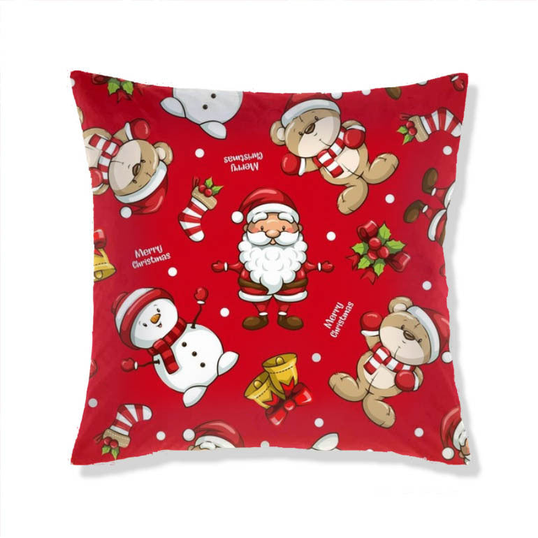 KTX-665363 Christmas-Themed Plush Pillow Cushion Cover in Festive Print