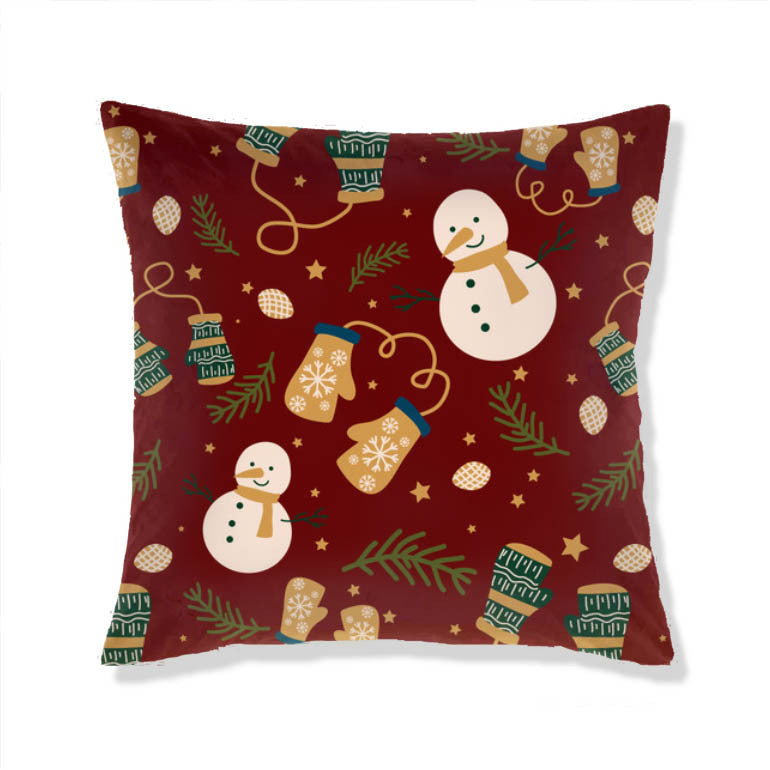 KTX-665363 Christmas-Themed Plush Pillow Cushion Cover in Festive Print