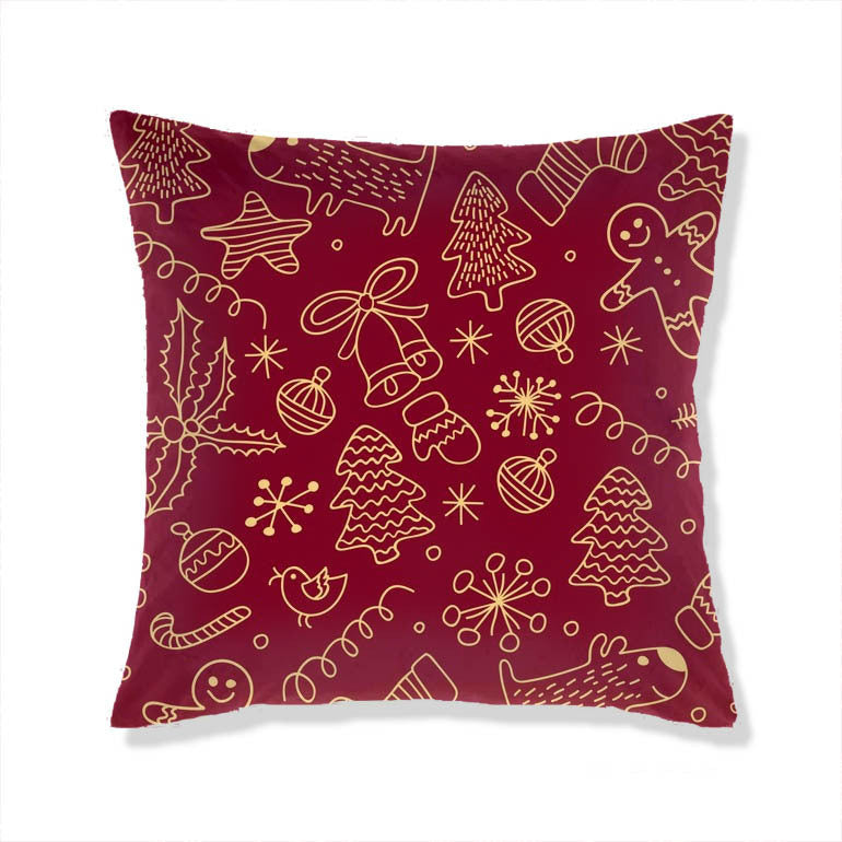 KTX-665363 Christmas-Themed Plush Pillow Cushion Cover in Festive Print