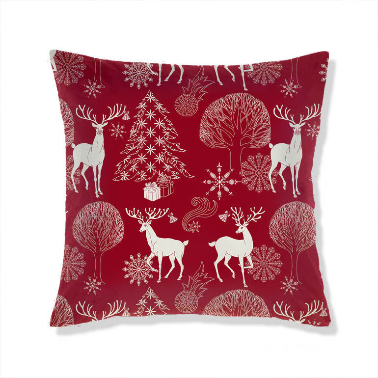 KTX-665363 Christmas-Themed Plush Pillow Cushion Cover in Festive Print