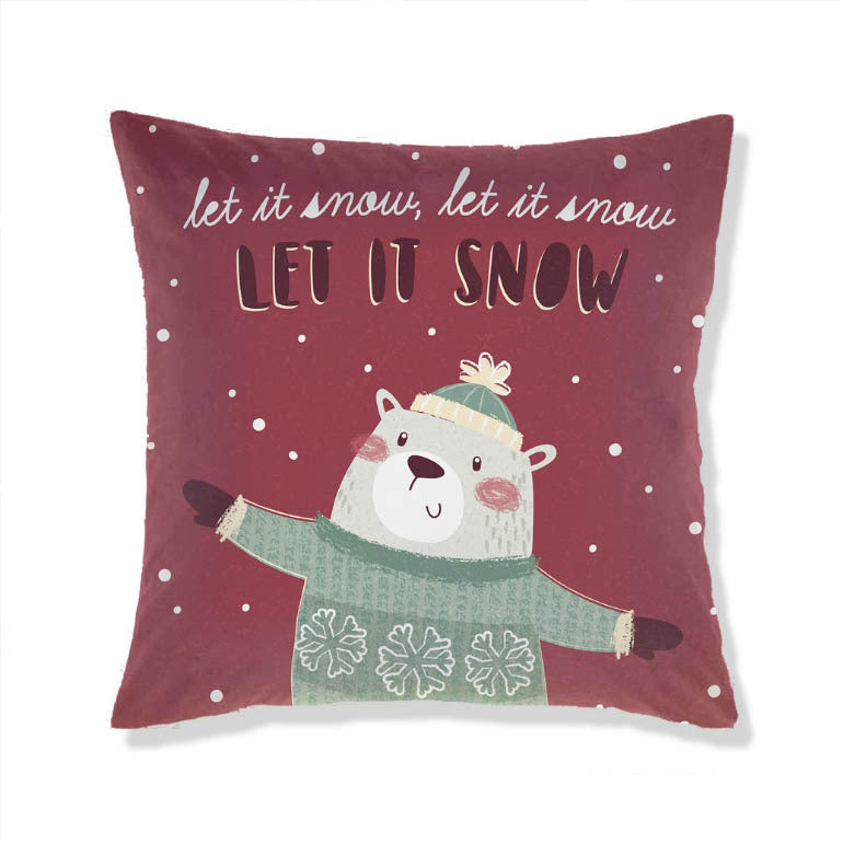 KTX-665363 Christmas-Themed Plush Pillow Cushion Cover in Festive Print