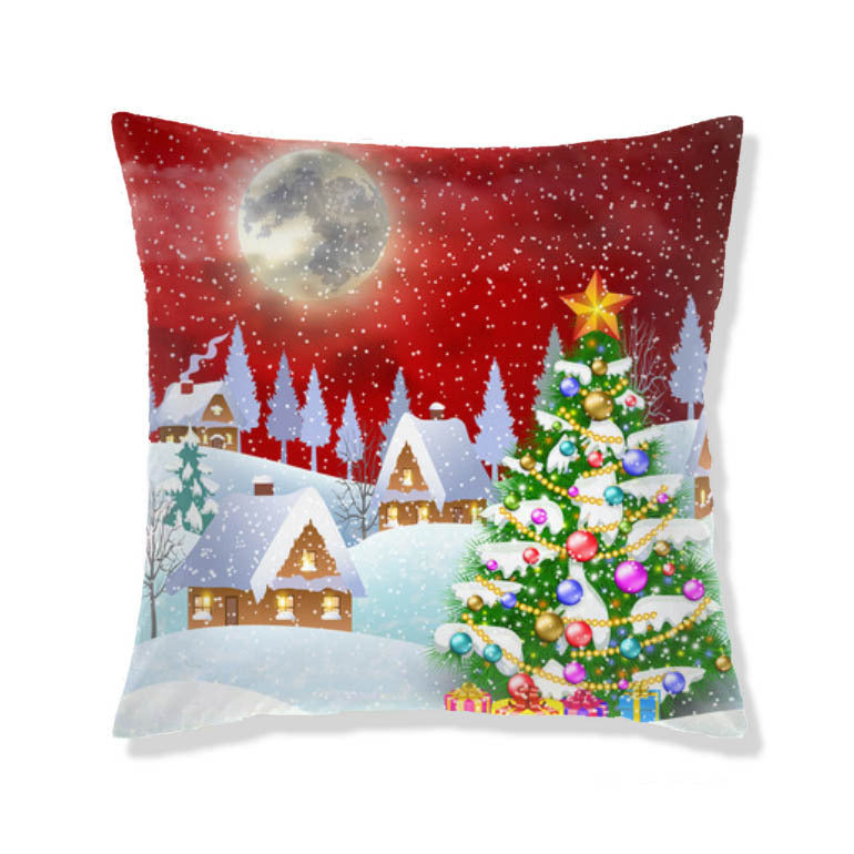 KTX-665363 Christmas-Themed Plush Pillow Cushion Cover in Festive Print
