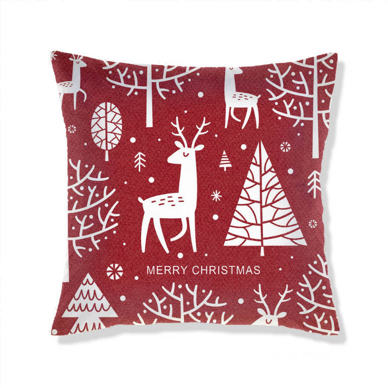 KTX-665363 Christmas-Themed Plush Pillow Cushion Cover in Festive Print