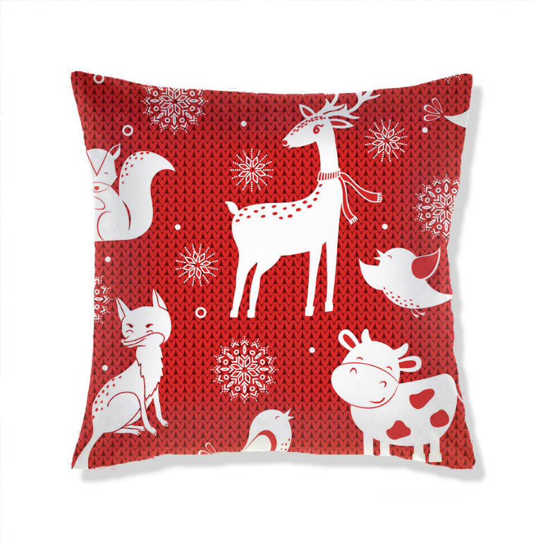 KTX-665363 Christmas-Themed Plush Pillow Cushion Cover in Festive Print