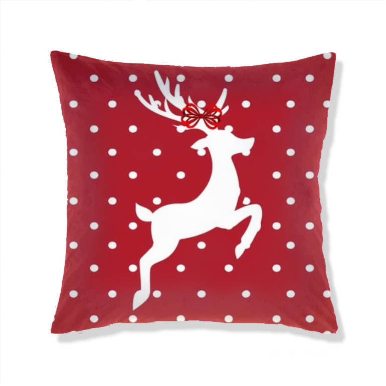 KTX-665363 Christmas-Themed Plush Pillow Cushion Cover in Festive Print
