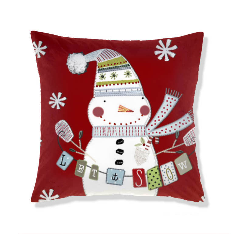 KTX-665363 Christmas-Themed Plush Pillow Cushion Cover in Festive Print