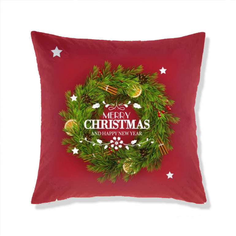 KTX-665363 Christmas-Themed Plush Pillow Cushion Cover in Festive Print