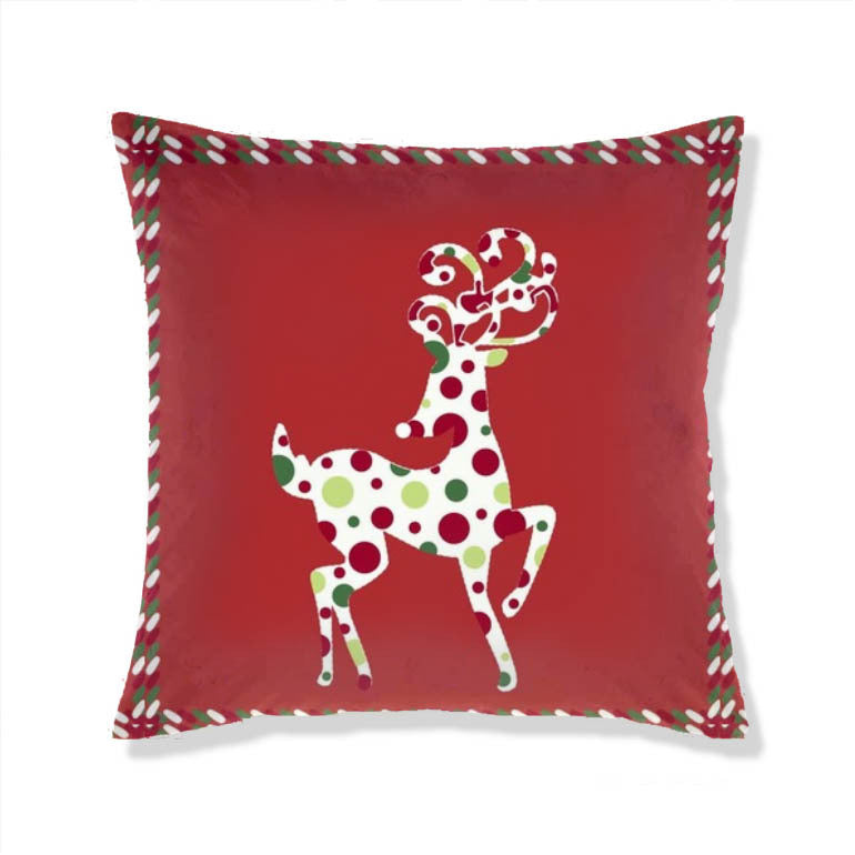 KTX-665363 Christmas-Themed Plush Pillow Cushion Cover in Festive Print