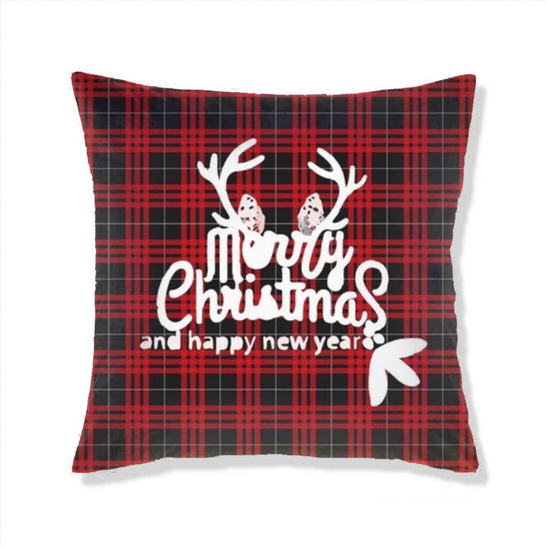 KTX-665363 Christmas-Themed Plush Pillow Cushion Cover in Festive Print